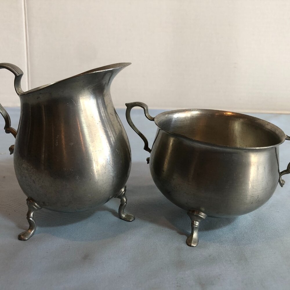 International Pewter 278 33 & 278 34 Sugar Creamer Footed Set #F57